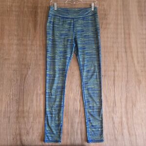 Everlast Sport Blue Lime Green Space Dye Athletic Leggings Women's Size Small